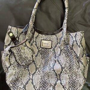 Snakeskin Embossed Shoulder Bag by Nicole Miller